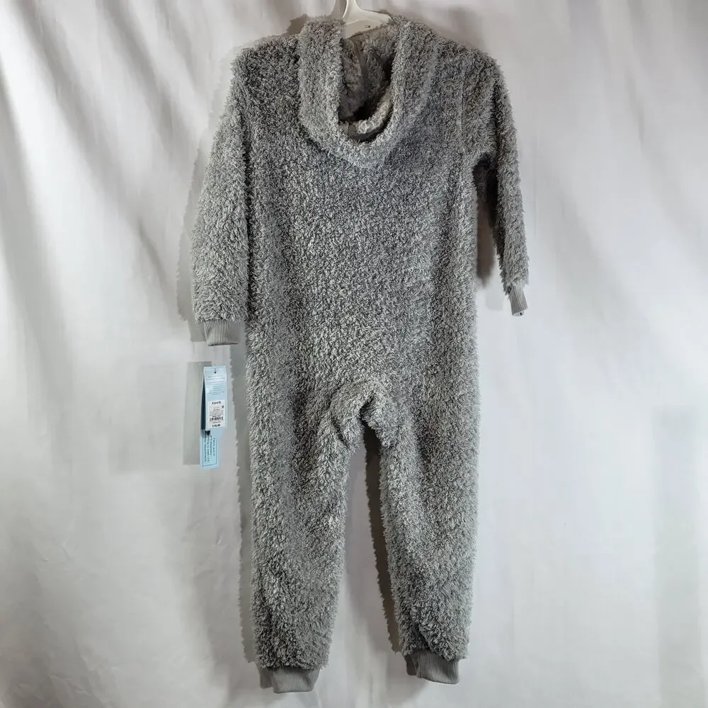 Cat & Jack Kids' Marshmallow Fleece Union Suit, Gray, Size XS (4/5), NWT